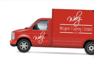 Roter Verkaufswagen von Metzger Walz